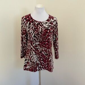 JM Collection Red and Black Abstract Print Women’s Tunic Top